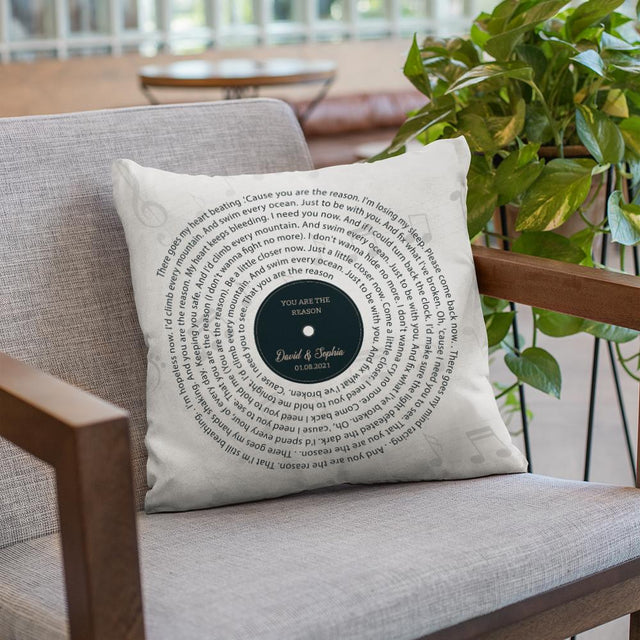 Custom Song Lyrics, Vinyl Record, Personalized Name, Date Pillow