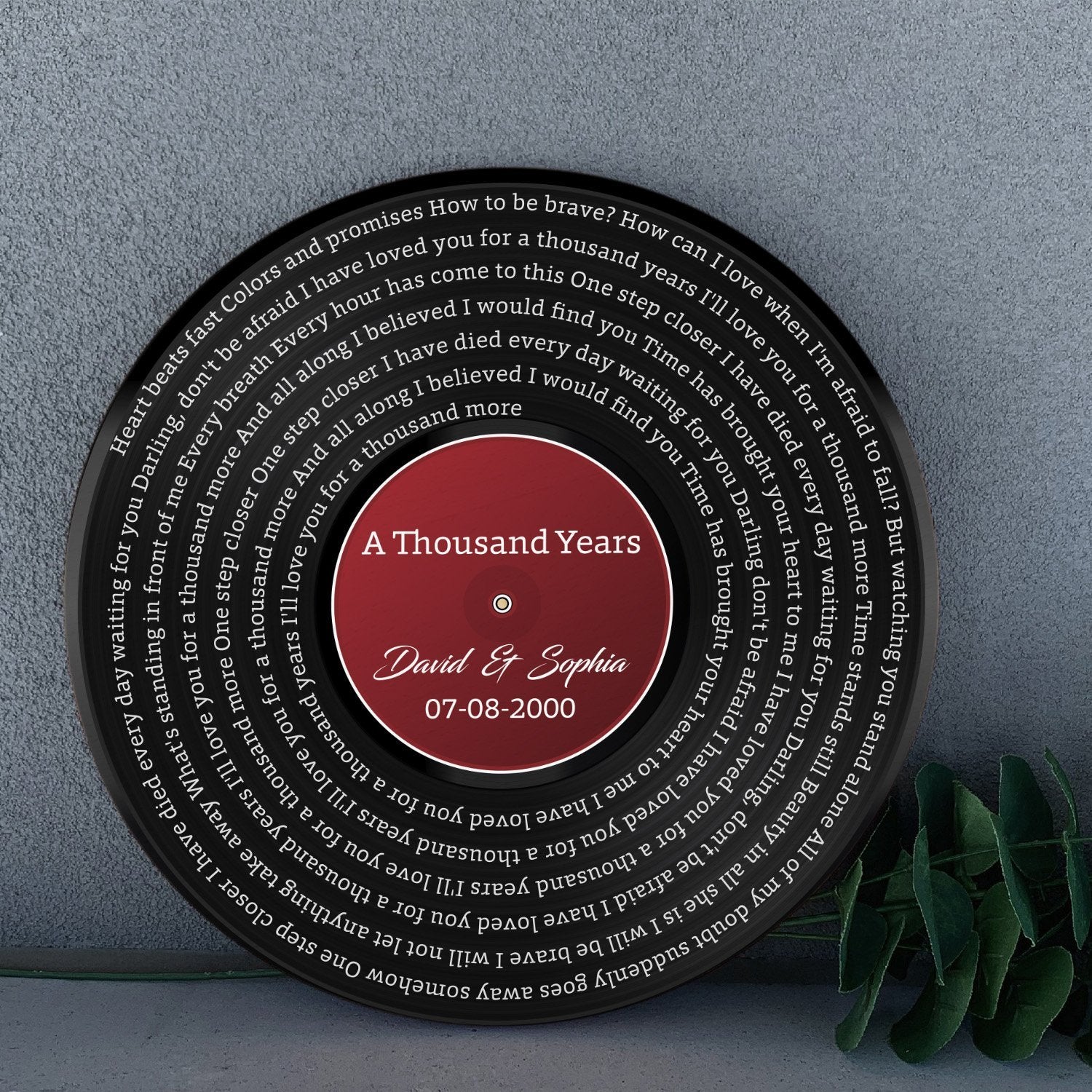 Custom Song Lyrics, Vinyl Record, Personalized Song Name And Text Round Wood Sign