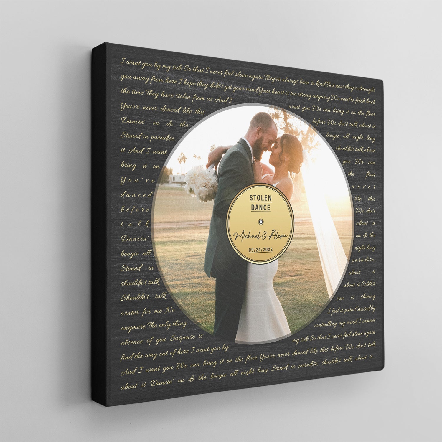Custom Song Name And Text, Personalized Black & White Photo, Canvas Wall Art
