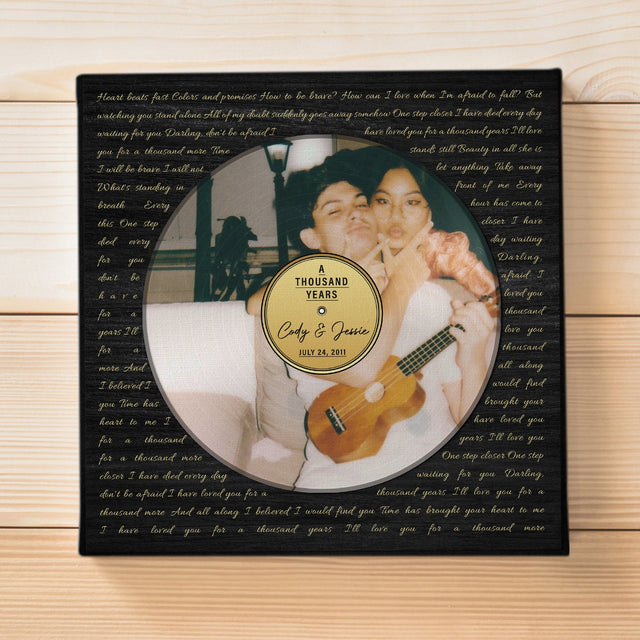 Custom Song Name And Text, Personalized Black & White Photo, Canvas Wall Art