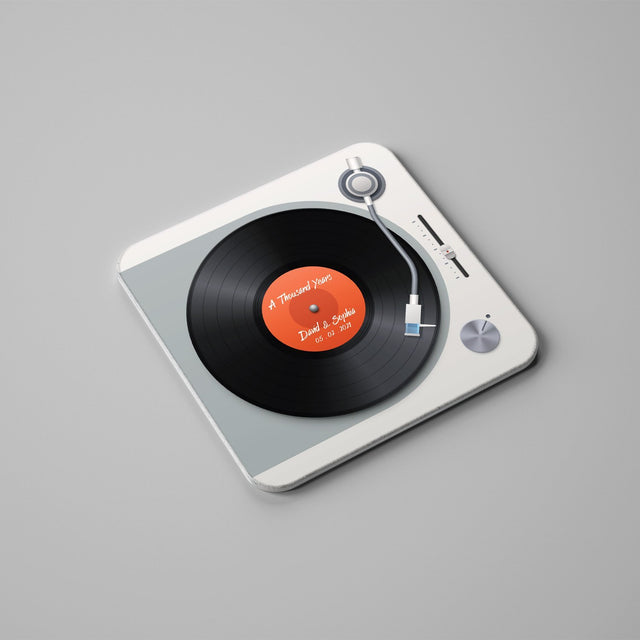 Custom Song Name, Name And Date, Turntable, Stone Coasters Set Of 4