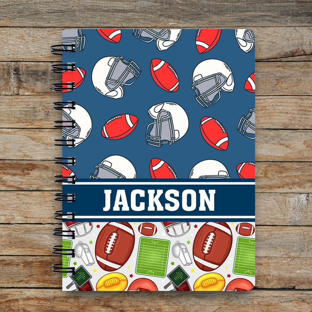 Custom Spiral Journal, Gift For Kids, American Football Art