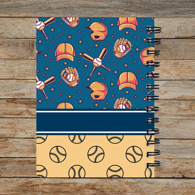 Custom Spiral Journal, Gift For Kids, Baseball Art