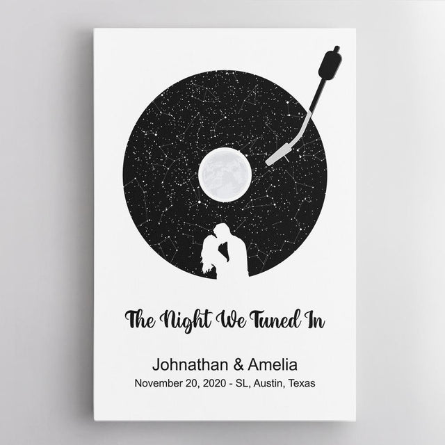 Custom Star Map And Text, Star Map For Couples By Date And City, Anniversary Gift Canvas