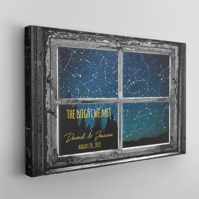 Custom Star Map By Date And Location, Personalized Text, Canvas Wall Art