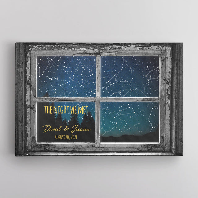 Custom Star Map By Date And Location, Personalized Text, Canvas Wall Art