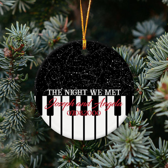 Custom Star Map Christmas Circle Ornament 2 Sided, Personalized Name