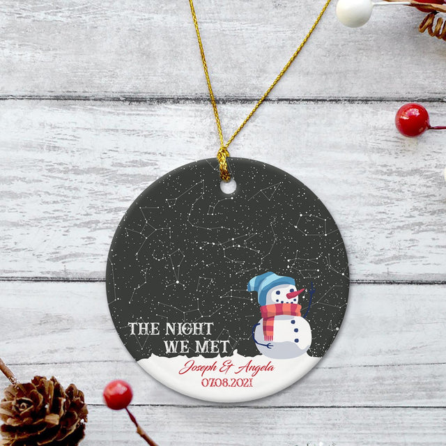 Custom Star Map Christmas Circle Ornament 2 Sided, The Night We Met
