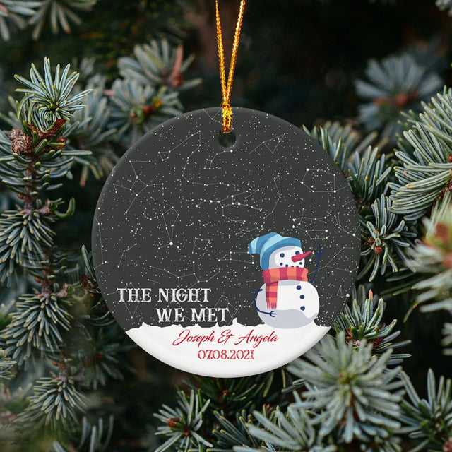 Custom Star Map Christmas Circle Ornament 2 Sided, The Night We Met