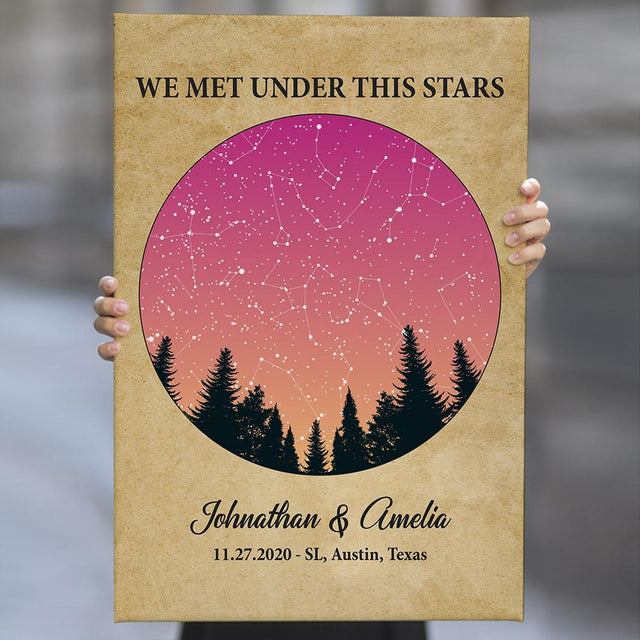 Custom Star Map Couples Wedding, Engagement Gifts Paper Background Canvas