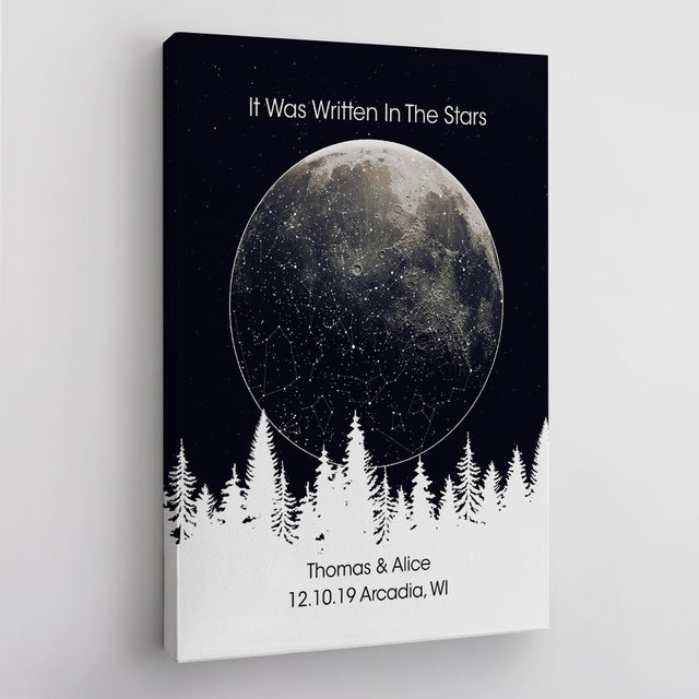 Custom Star Map, Night Sky Moon Background Canvas SM43