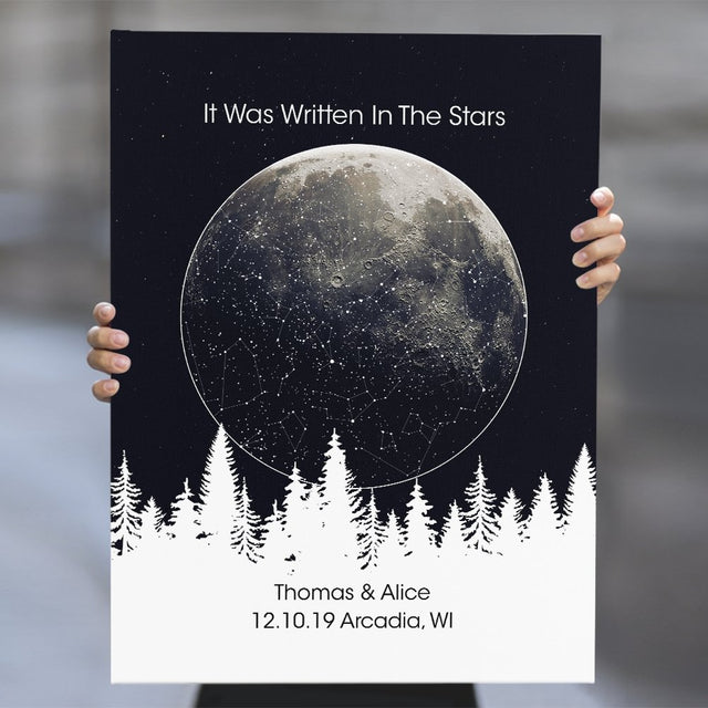 Custom Star Map, Night Sky Moon Background Canvas SM43
