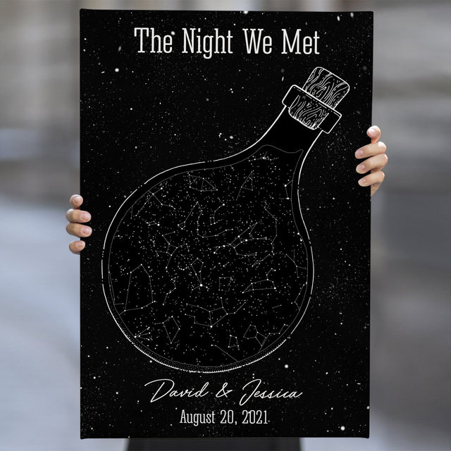 Custom Star Map, Personalized Night Sky And Text, Canvas Wall Art, Gift For Anniversary