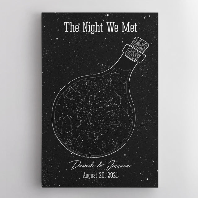 Custom Star Map, Personalized Night Sky And Text, Canvas Wall Art, Gift For Anniversary