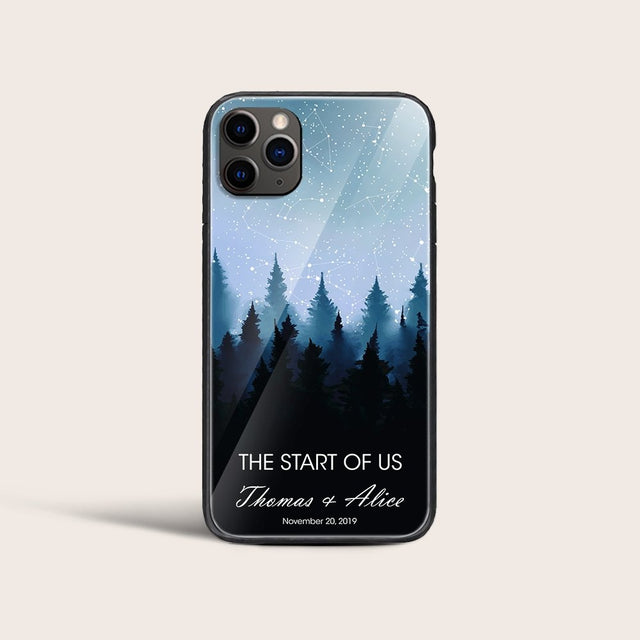 Custom Star Map, Personalized Night Sky And Text Forest Background Phone Case