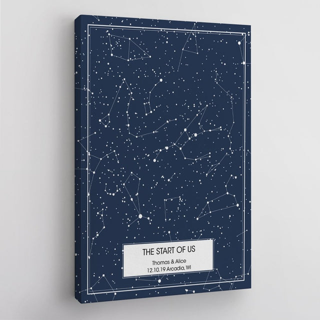 Custom Star Map, Personalized Night Sky Engagement Gift, Valentine's Gift, Anniversary Gift Canvas
