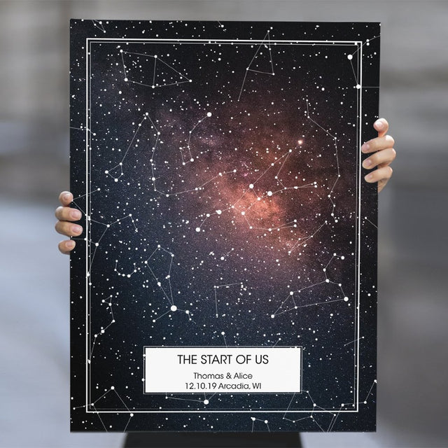 Custom Star Map, Personalized Night Sky Engagement Gift, Valentine's Gift, Anniversary Gift Canvas