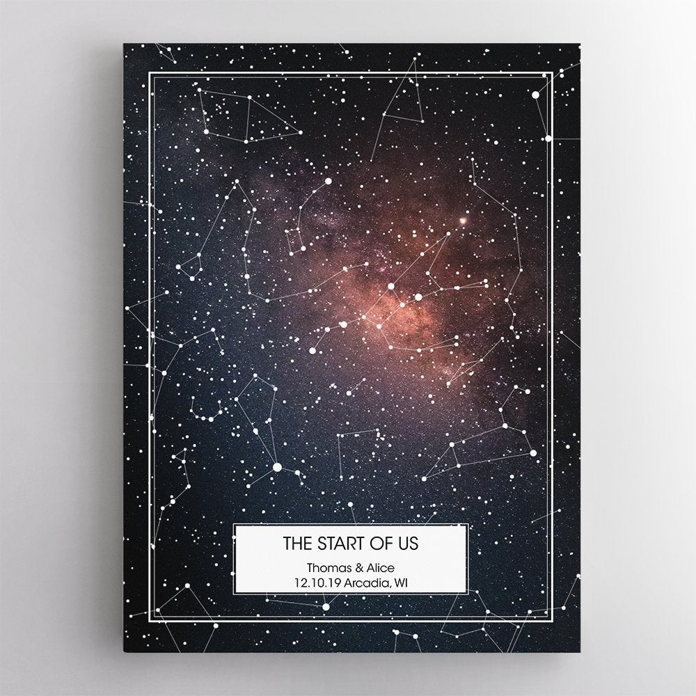 Custom Star Map, Personalized Night Sky Engagement Gift, Valentine's Gift, Anniversary Gift Canvas
