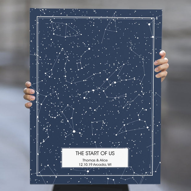 Custom Star Map, Personalized Night Sky Engagement Gift, Valentine's Gift, Anniversary Gift Canvas