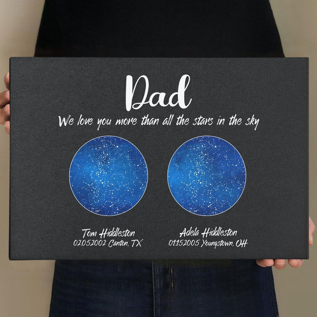 Custom Star Map, Personalized Night Sky, Father's Day Gift Canvas Wall Art