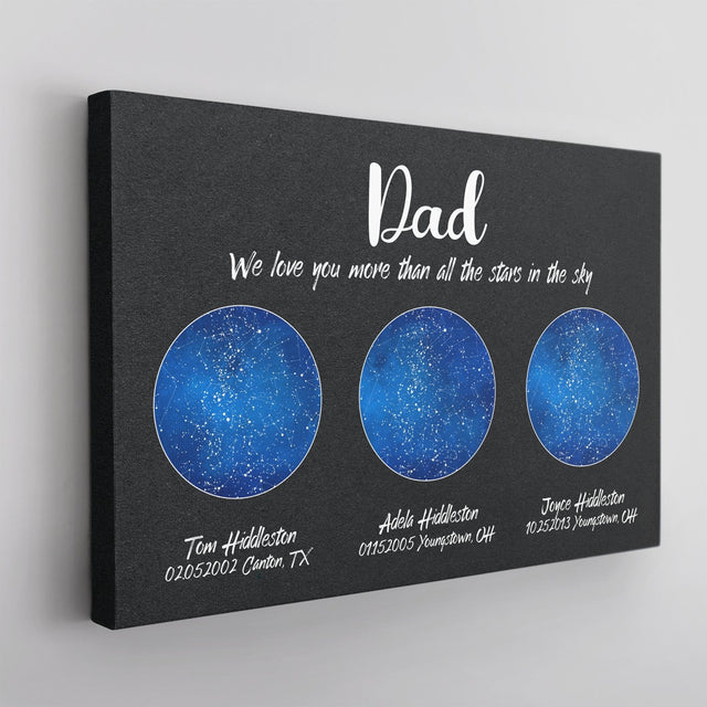 Custom Star Map, Personalized Night Sky, Father's Day Gift Canvas Wall Art