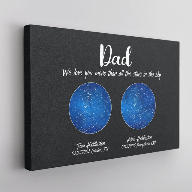 Custom Star Map, Personalized Night Sky, Father's Day Gift Canvas Wall Art