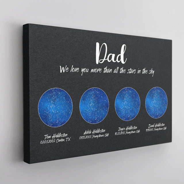 Custom Star Map, Personalized Night Sky, Father's Day Gift Canvas Wall Art