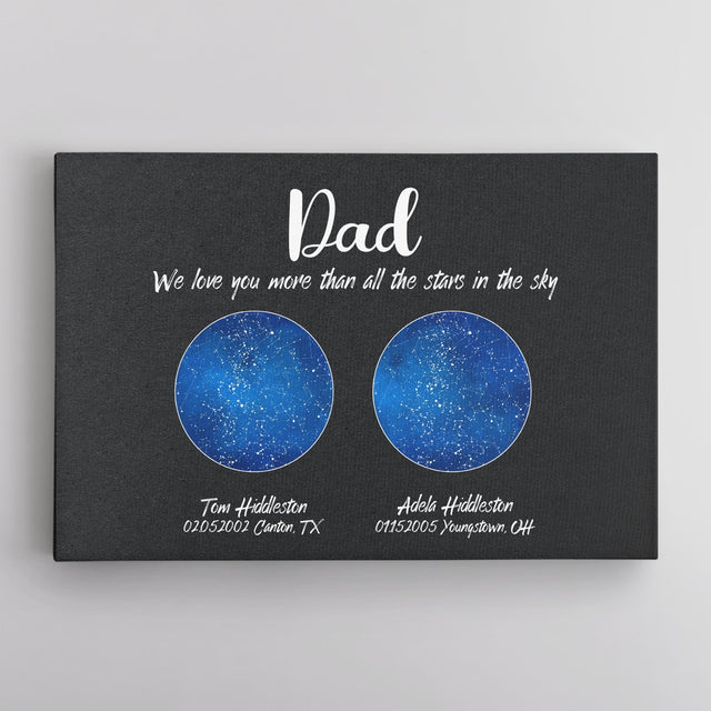 Custom Star Map, Personalized Night Sky, Father's Day Gift Canvas Wall Art