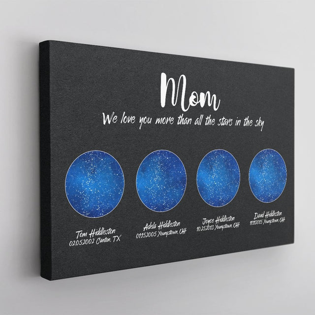 Custom Star Map, Personalized Night Sky, Mother's Day Gift Canvas Wall Art