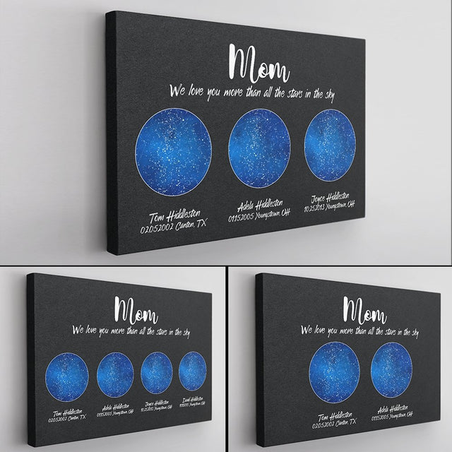 Custom Star Map, Personalized Night Sky, Mother's Day Gift Canvas Wall Art