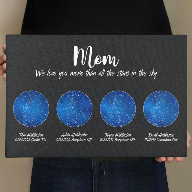 Custom Star Map, Personalized Night Sky, Mother's Day Gift Canvas Wall Art