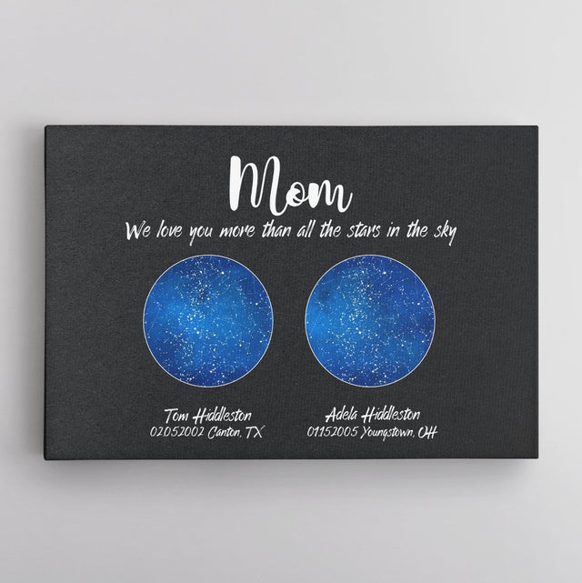 Custom Star Map, Personalized Night Sky, Mother's Day Gift Canvas Wall Art