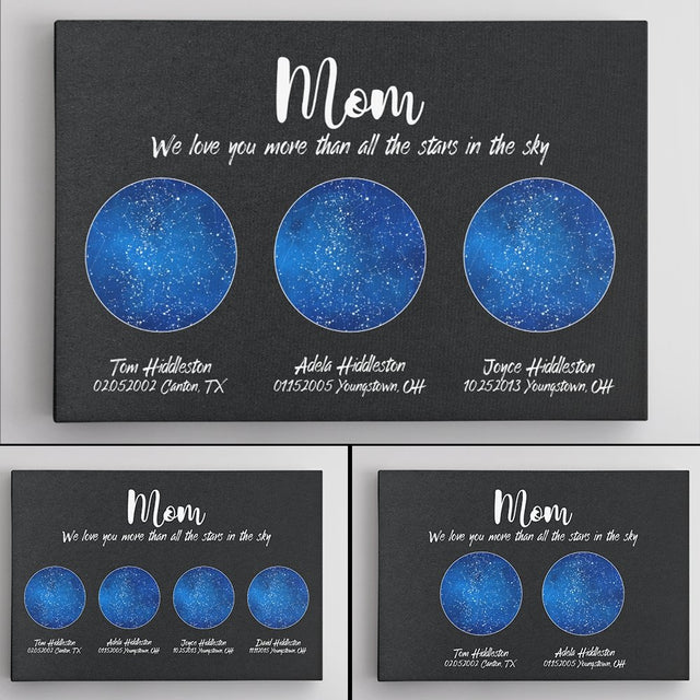 Custom Star Map, Personalized Night Sky, Mother's Day Gift Canvas Wall Art