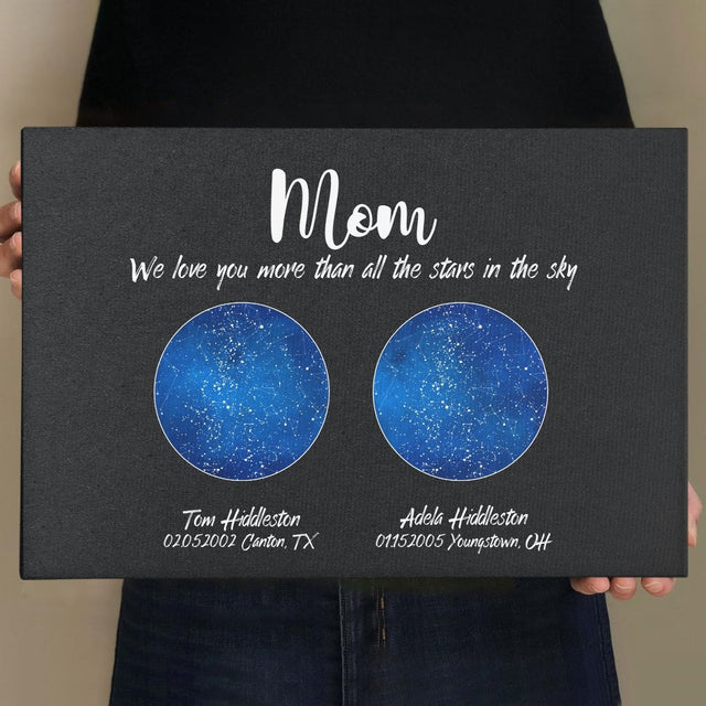 Custom Star Map, Personalized Night Sky, Mother's Day Gift Canvas Wall Art