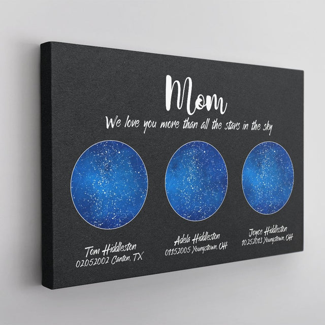 Custom Star Map, Personalized Night Sky, Mother's Day Gift Canvas Wall Art