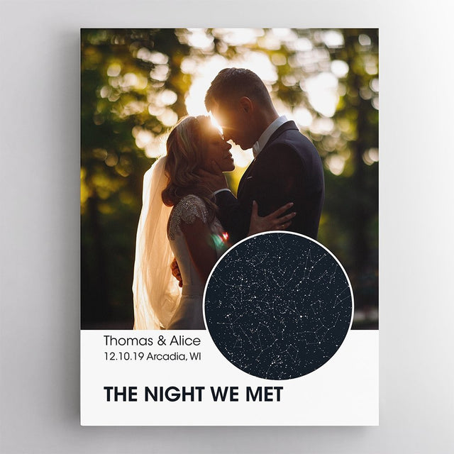 Custom Star Map, Photo And Text Canvas