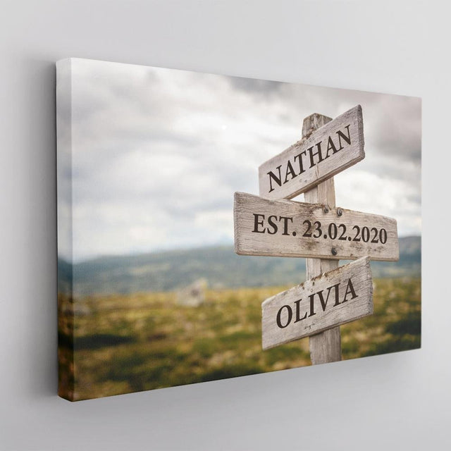 Custom Street Sign Canvas Art Print Meadow Background