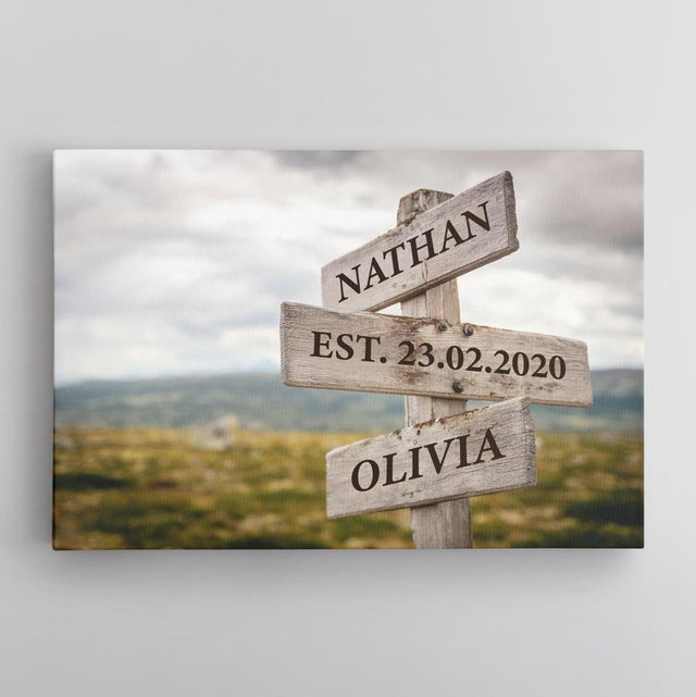 Custom Street Sign Canvas Art Print Meadow Background