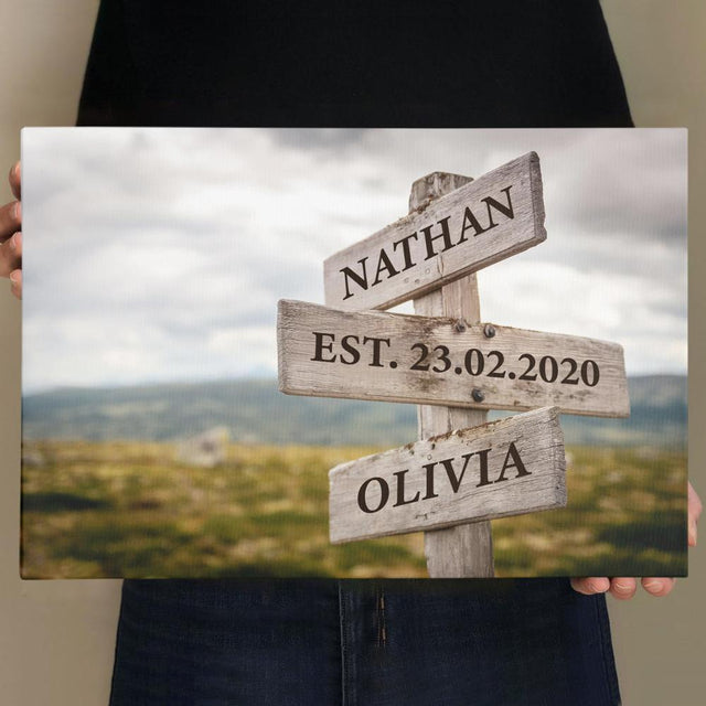 Custom Street Sign Canvas Art Print Meadow Background
