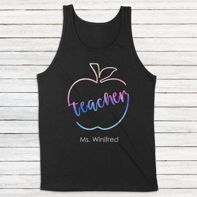 Custom Teacher Shirt, Apple Rainbow Art