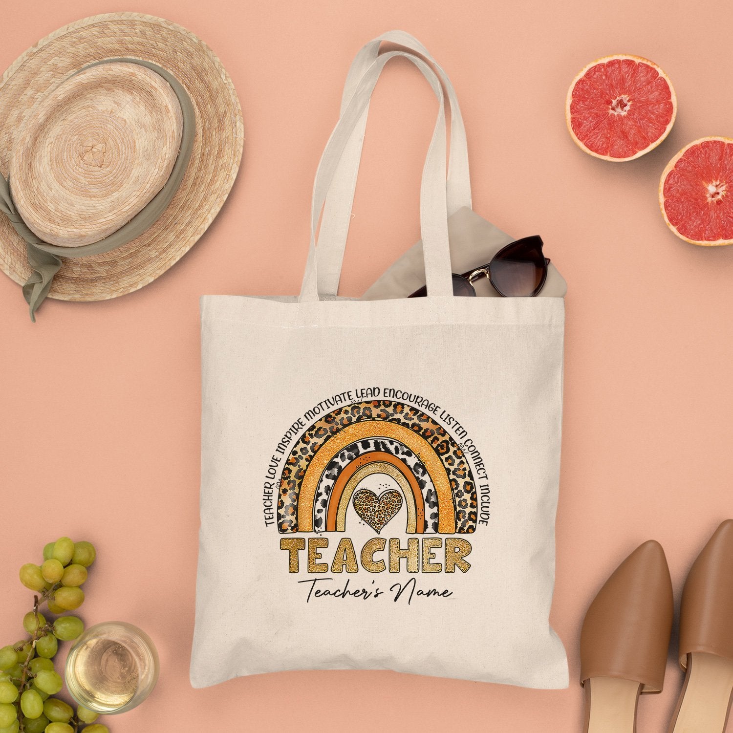 Teacher School Design Personalized Monogram Tote - Bleach Design Tote Bag