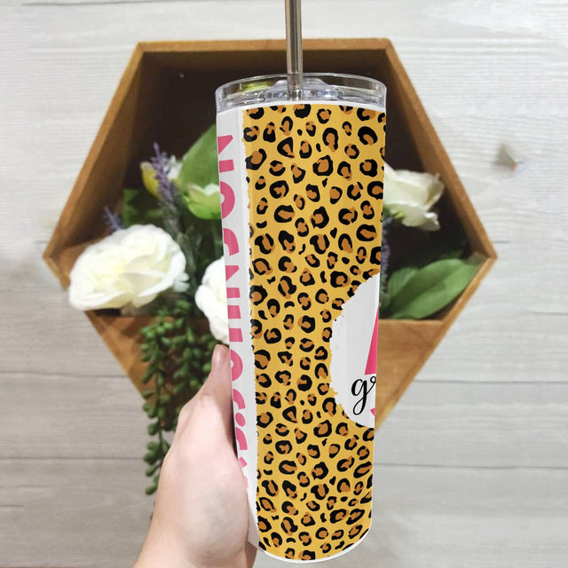 Custom Teacher Tumbler, Leopard Art