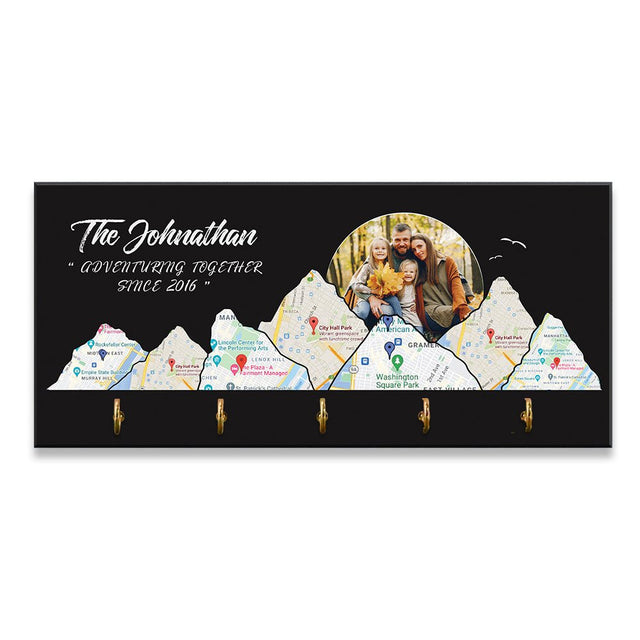 Custom Travel Map, Personalized Map Print And Photo, Key Hook
