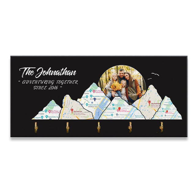 Custom Travel Map, Personalized Map Print And Photo, Key Hook