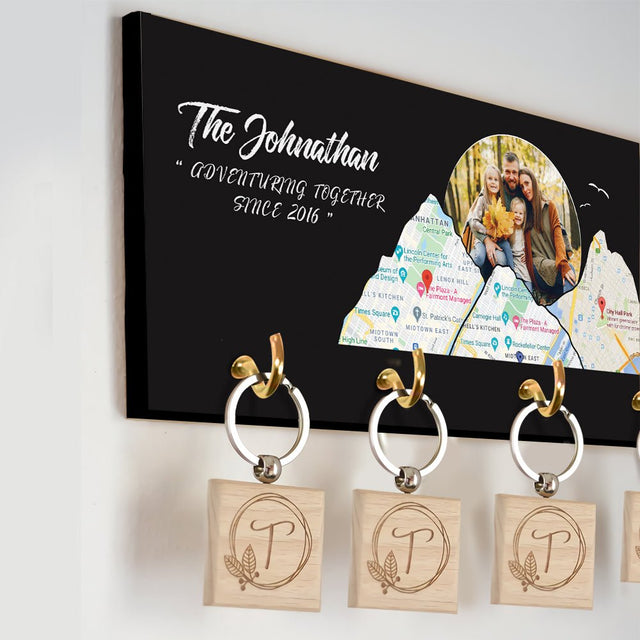 Custom Travel Map, Personalized Map Print And Photo, Key Hook