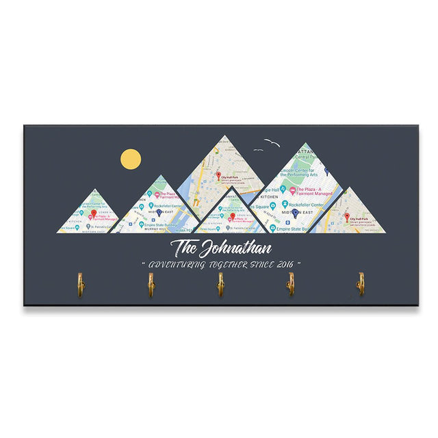 Custom Travel Map, Personalized Map Print, Key Hook