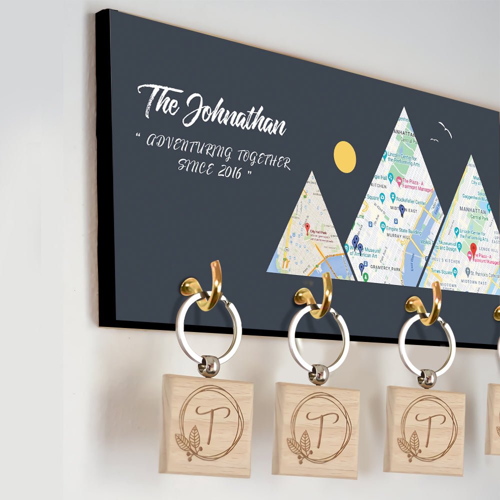 Custom Travel Map, Personalized Map Print, Key Hook