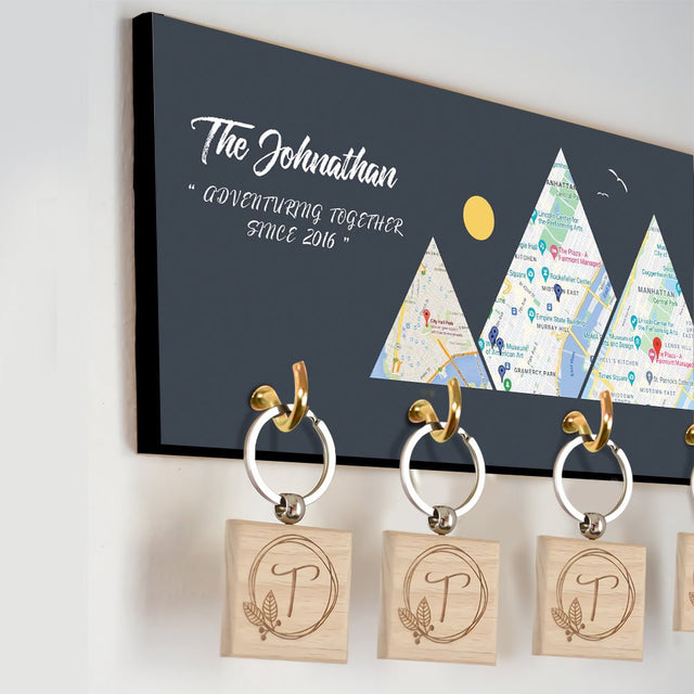 Custom Travel Map, Personalized Map Print, Key Hook