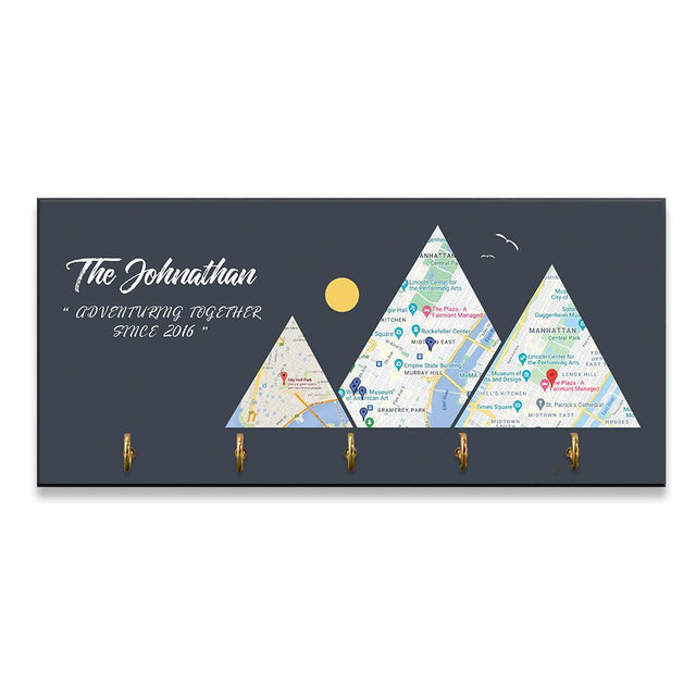 Custom Travel Map, Personalized Map Print, Key Hook