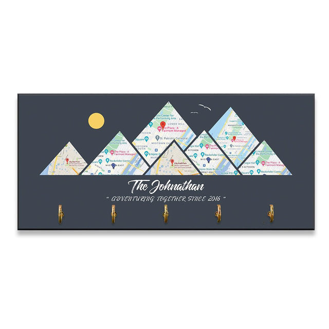 Custom Travel Map, Personalized Map Print, Key Hook